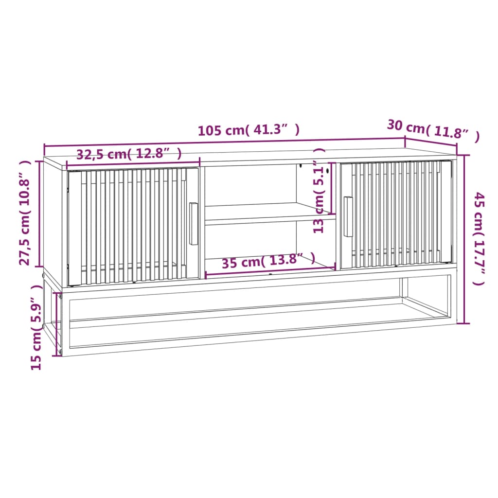 TV-Schrank 105x30x45 cm Holzwerkstoff und Eisen