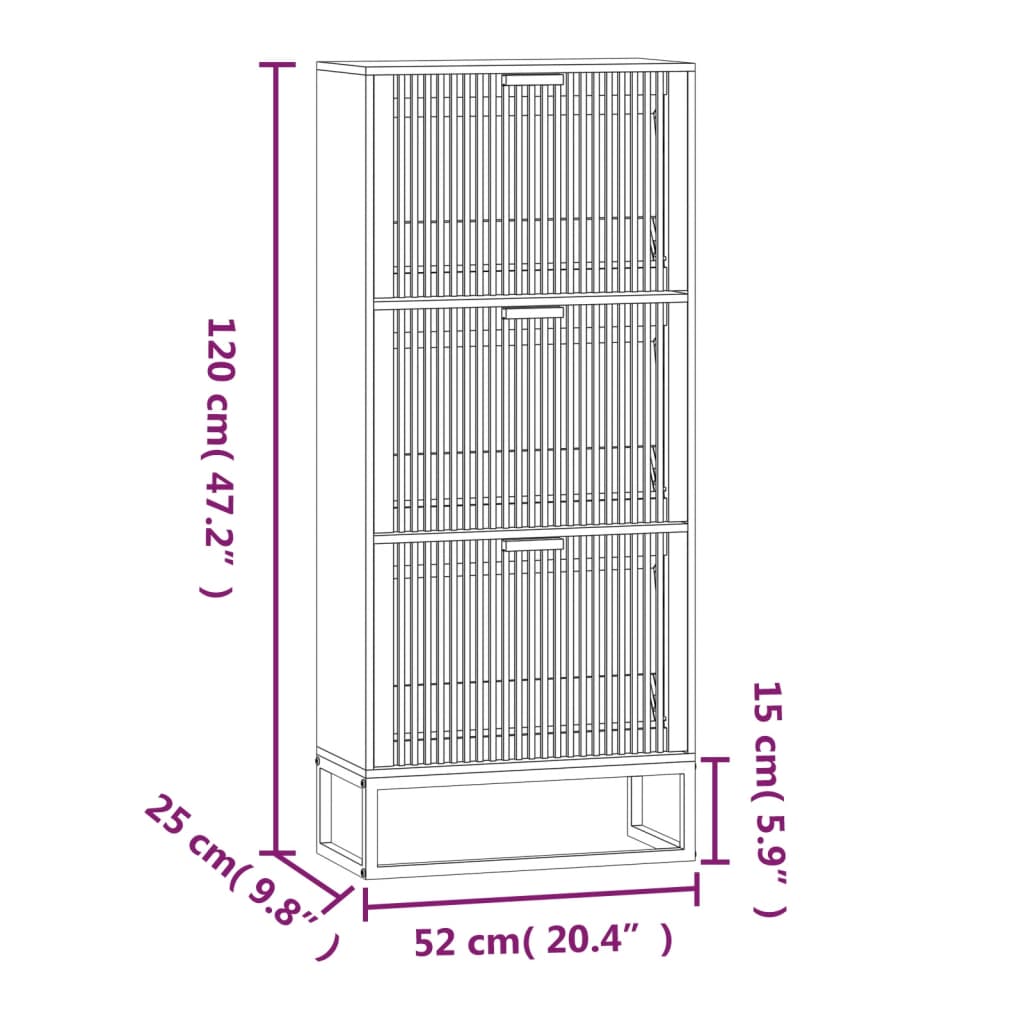 Schuhschrank Schwarz 52x25x120 cm Holzwerkstoff