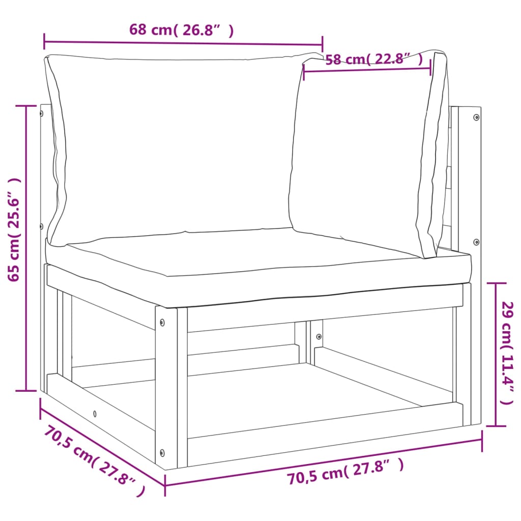 Modular-Ecksofa mit Hellgrauen Kissen Massivholz Akazie