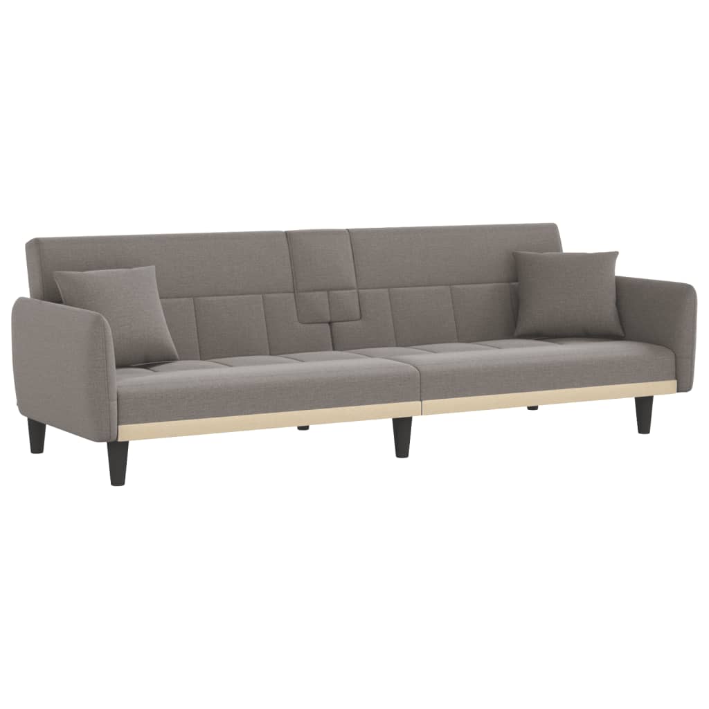 Schlafsofa mit Getränkehaltern Taupe Stoff