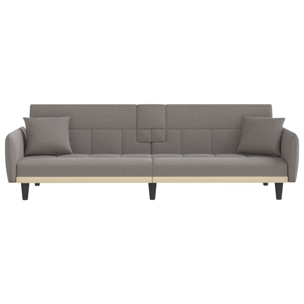 Schlafsofa mit Getränkehaltern Taupe Stoff