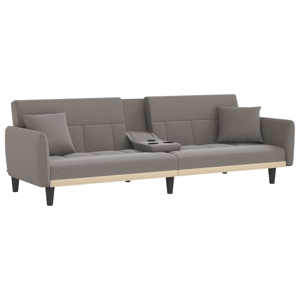 Schlafsofa mit Getränkehaltern Taupe Stoff