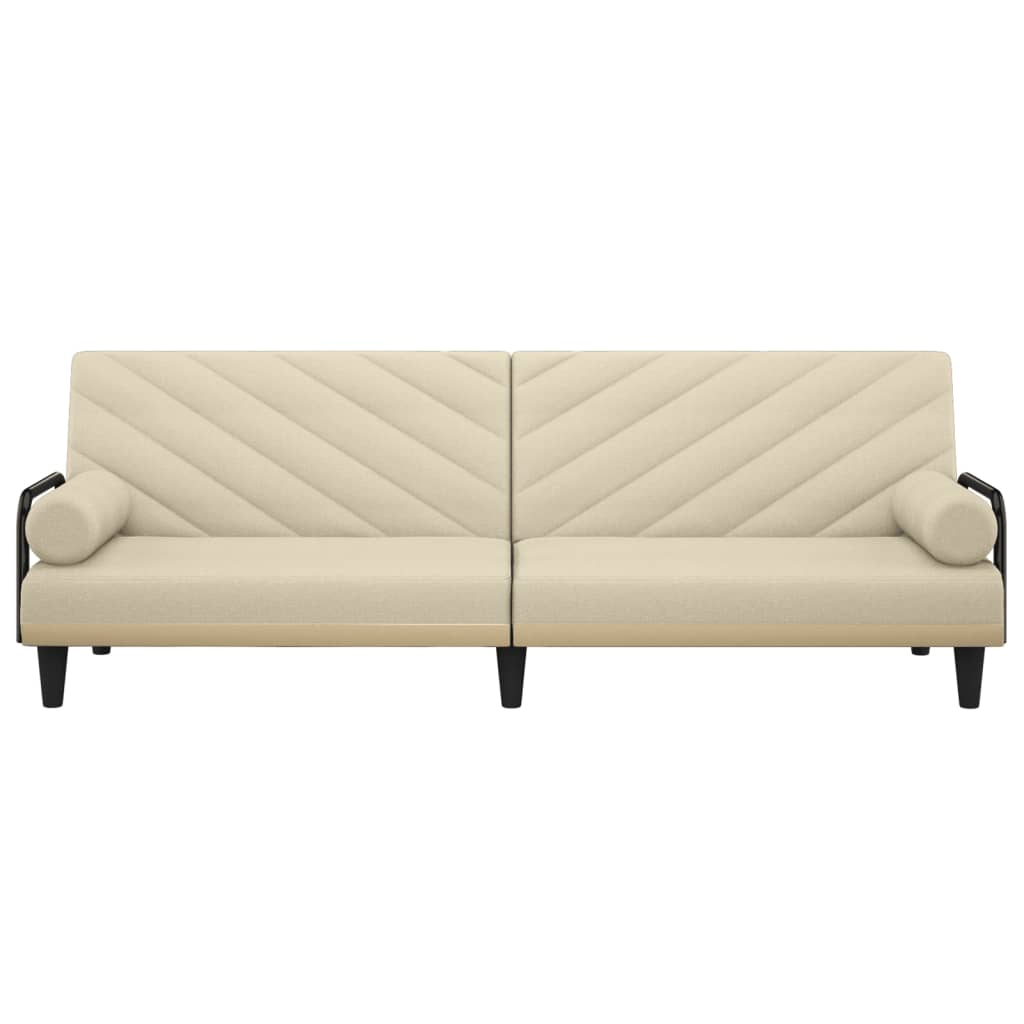 Schlafsofa mit Armlehnen Creme Stoff