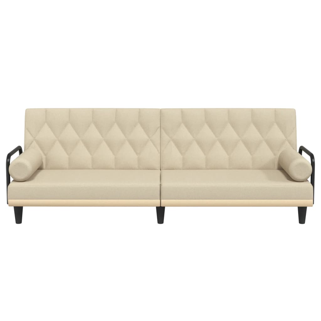 Schlafsofa mit Armlehnen Creme Stoff