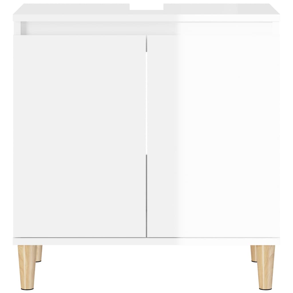 Waschbeckenunterschrank Hochglanz-Weiß 58x33x60cm Holzwerkstoff
