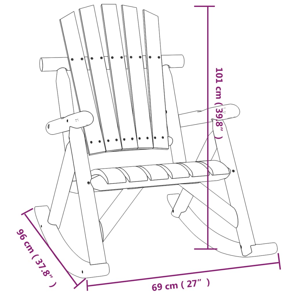 Garten-Schaukelstuhl 69x96x101 cm Massivholz Fichte