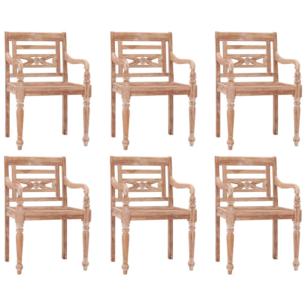 Batavia-Stühle 6 Stk. Weiß Massivholz Teak