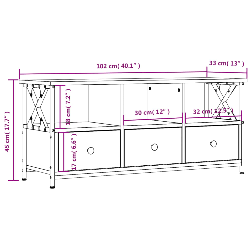 TV-Schrank Sonoma Eiche 102x33x45 cm Holzwerkstoff & Eisen