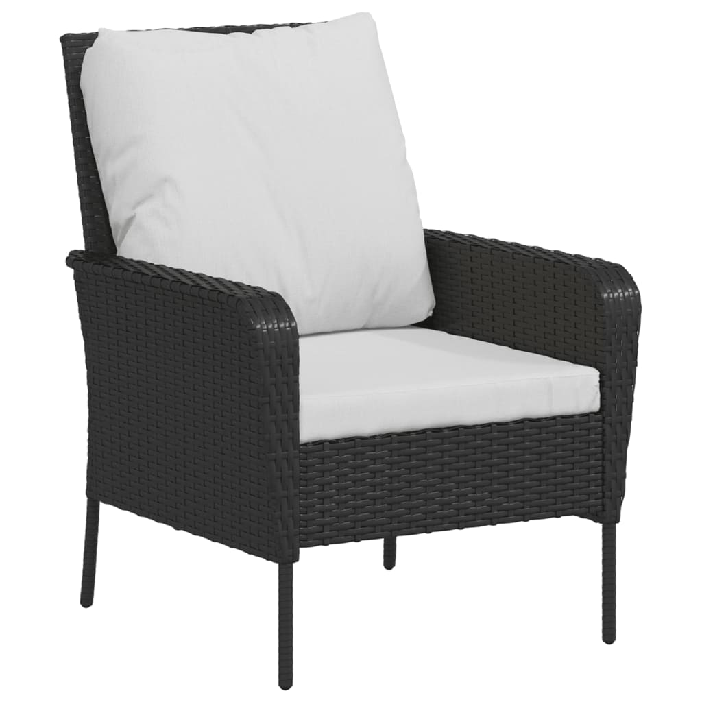 Gartenstuhl mit Fußhocker Schwarz Poly Rattan