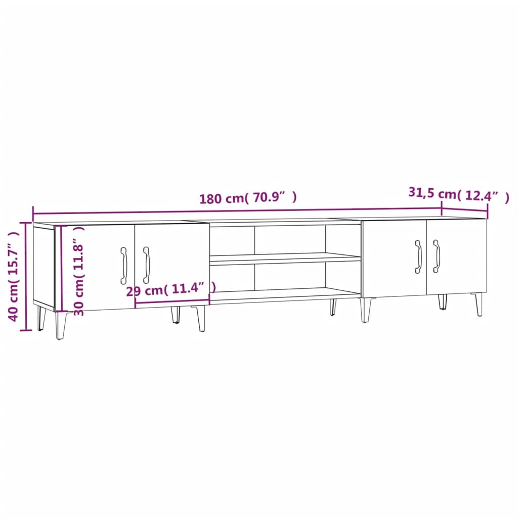 TV-Schrank Schwarz 180x31,5x40 cm Holzwerkstoff