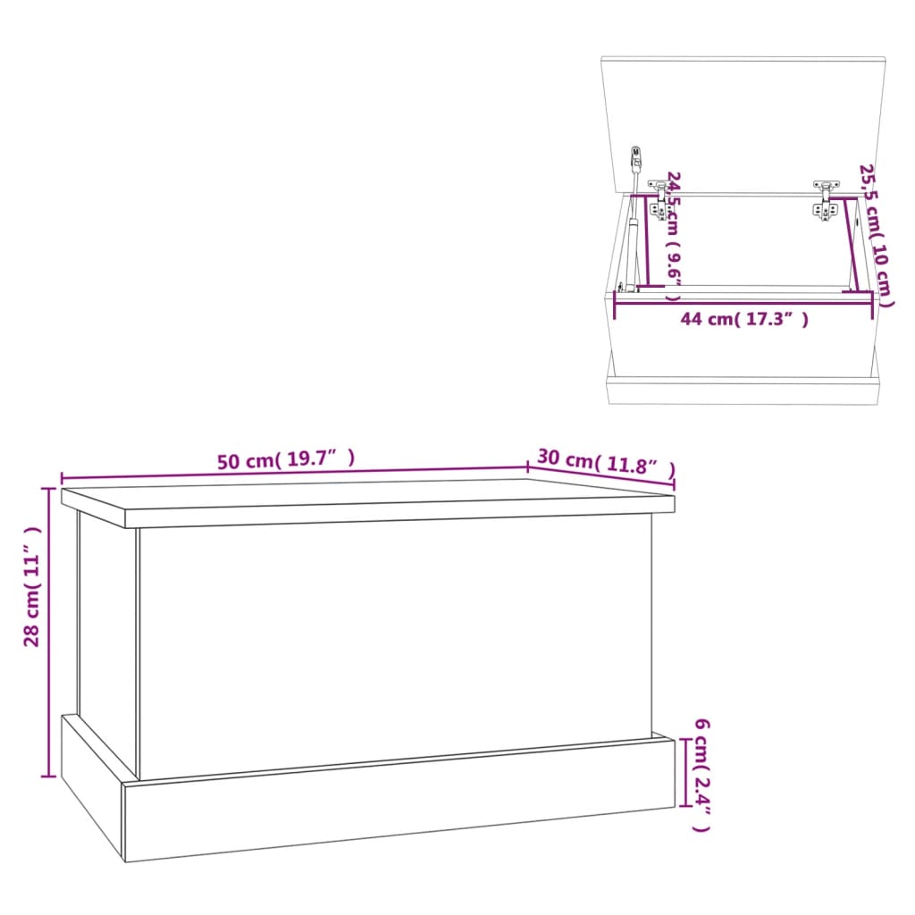 Truhe Sonoma-Eiche 50x30x28 cm Holzwerkstoff