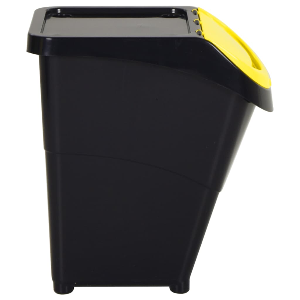 Abfallbehälter mit Deckeln 3 Stk. Stapelbar Schwarz PP 120 L