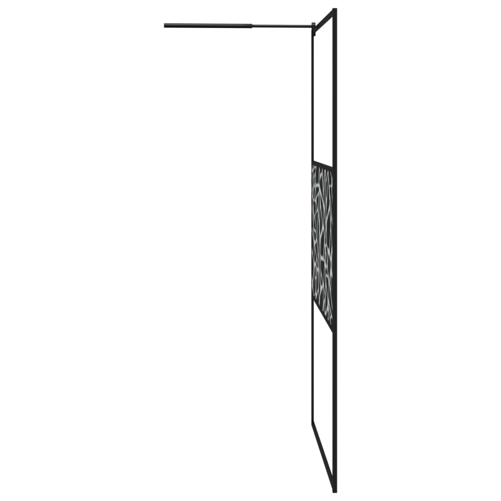 Duschwand mit Ablage für Walk-In-Dusche Schwarz 115x195 cm ESG