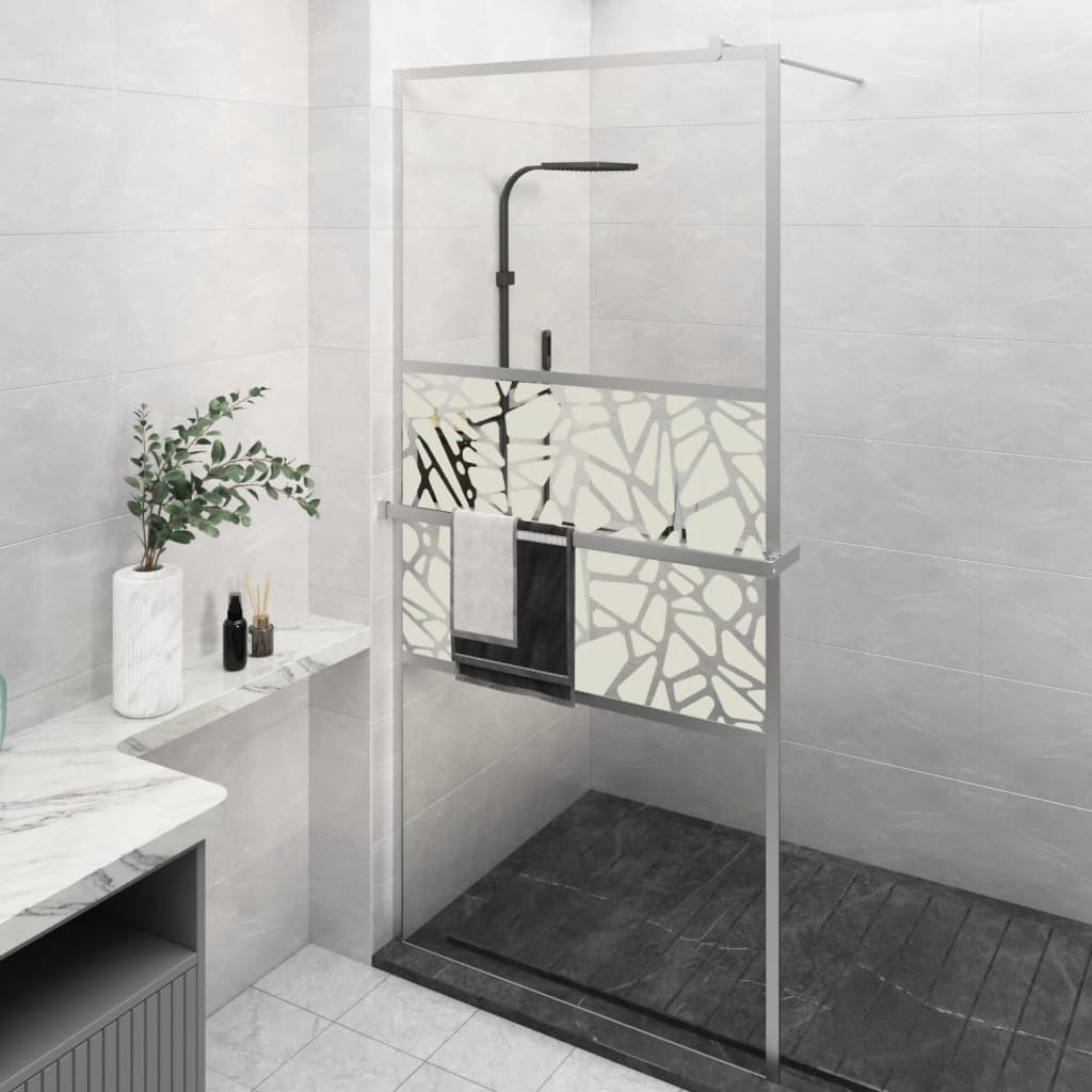 Duschwand mit Ablage für Walk-In-Dusche Chrom 100x195 cm ESG