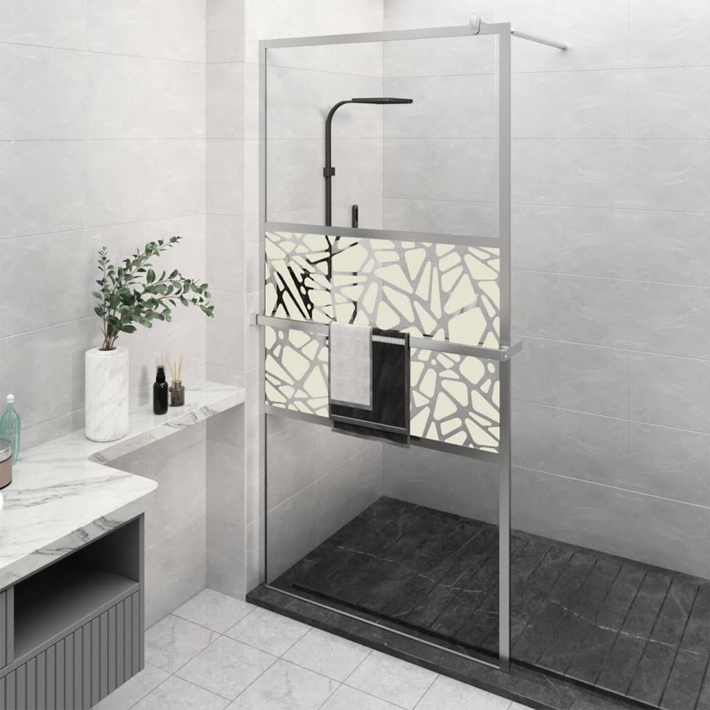 Duschwand mit Ablage für Walk-In-Dusche Chrom 115x195 cm ESG