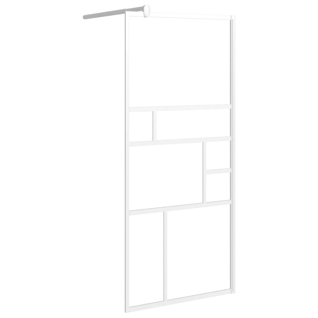 Duschwand mit Ablage für Walk-In-Dusche Weiß 90x195 cm ESG