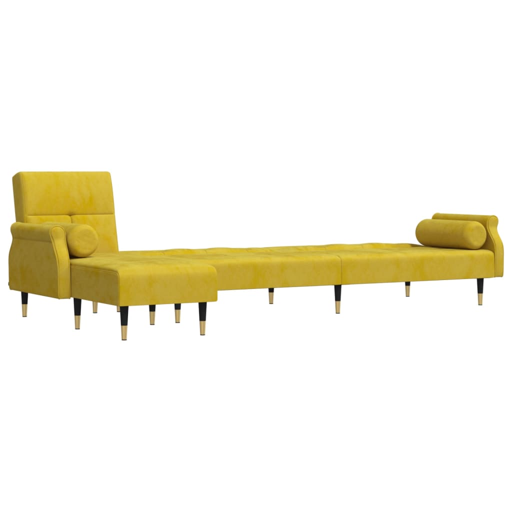 Schlafsofa in L-Form Gelb 271x140x70 cm Samt