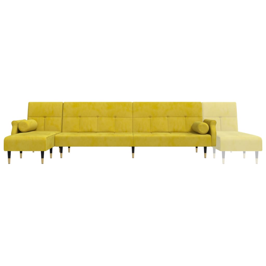 Schlafsofa in L-Form Gelb 271x140x70 cm Samt