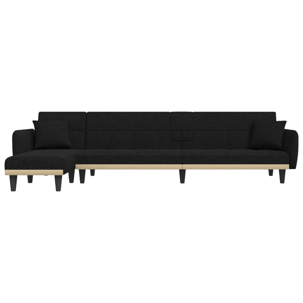 Schlafsofa in L-Form Schwarz 275x140x70 cm Stoff