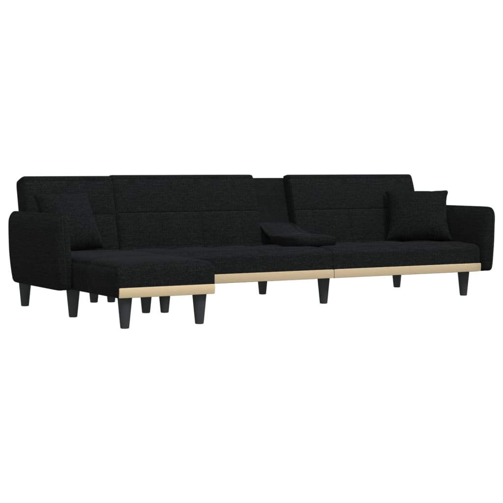 Schlafsofa in L-Form Schwarz 275x140x70 cm Stoff