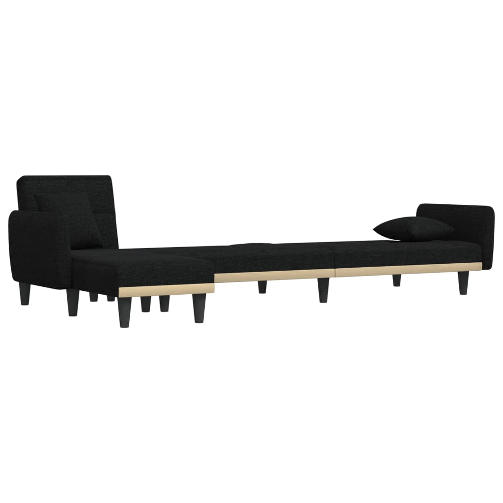 Schlafsofa in L-Form Schwarz 275x140x70 cm Stoff