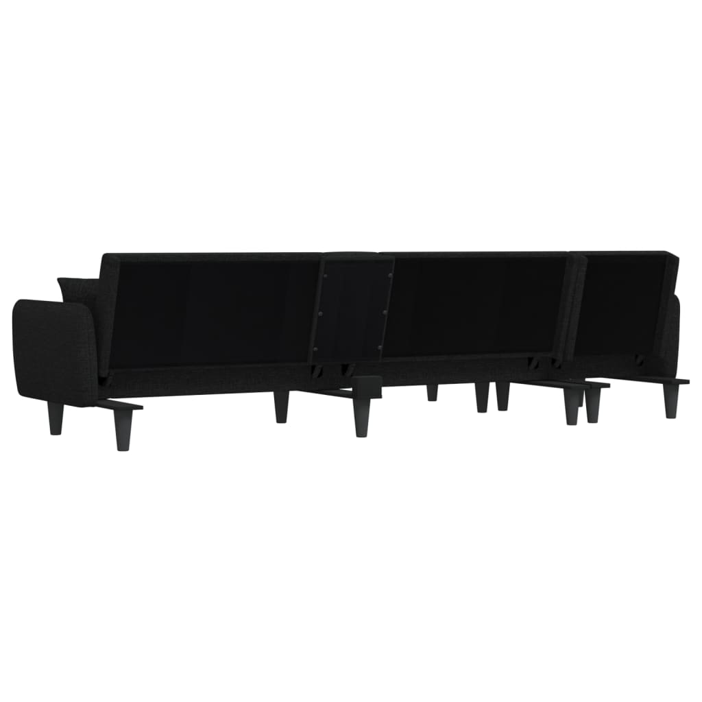 Schlafsofa in L-Form Schwarz 275x140x70 cm Stoff