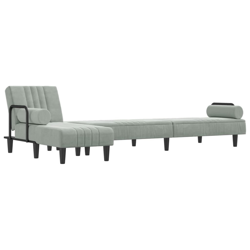 Schlafsofa in L-Form Hellgrau 260x140x70 cm Samt