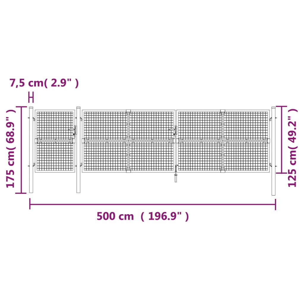 Mesh-Gartentor Grün 500x175 cm Verzinkter Stahl