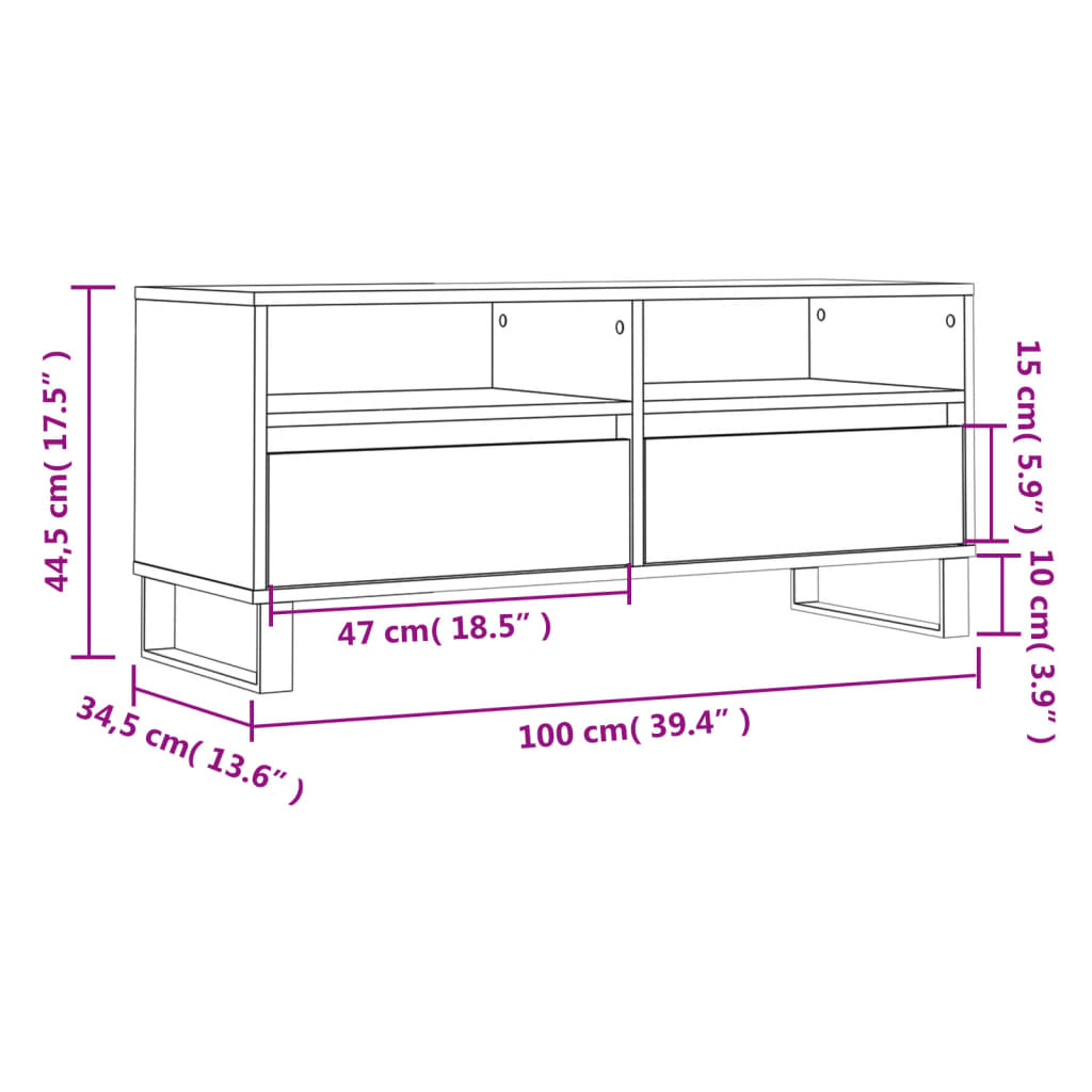 TV-Schrank Grau Sonoma 100x34,5x44,5 cm Holzwerkstoff