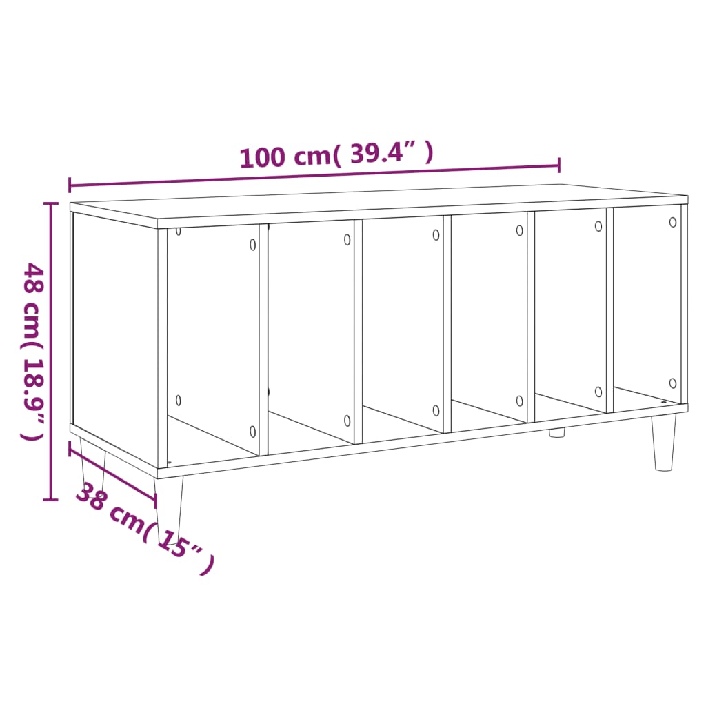 Plattenschrank Grau Sonoma-Eiche 100x38x48 cm Holzwerkstoff