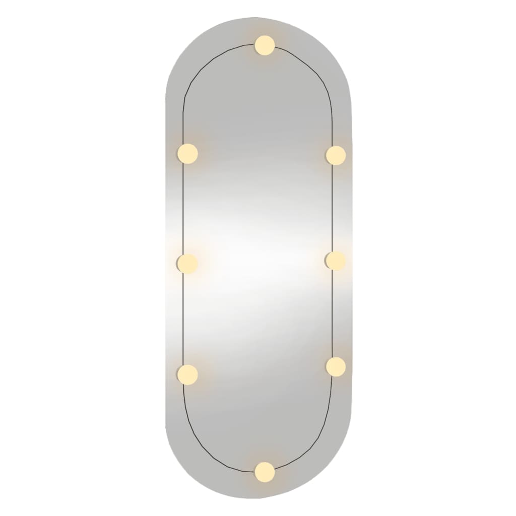 Wandspiegel mit LED-Leuchten 40x90 cm Glas Oval