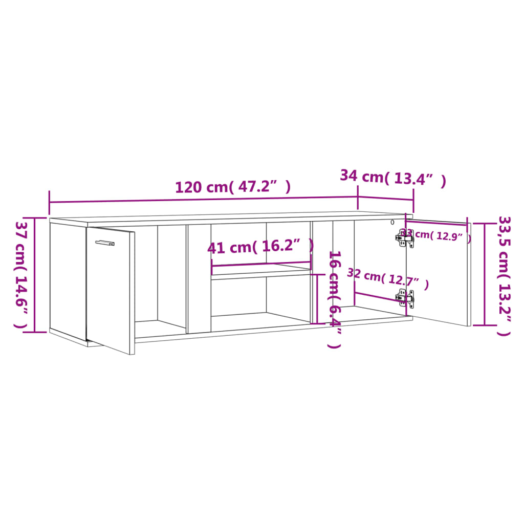 TV-Schrank Räuchereiche 120x34x37 cm Holzwerkstoff