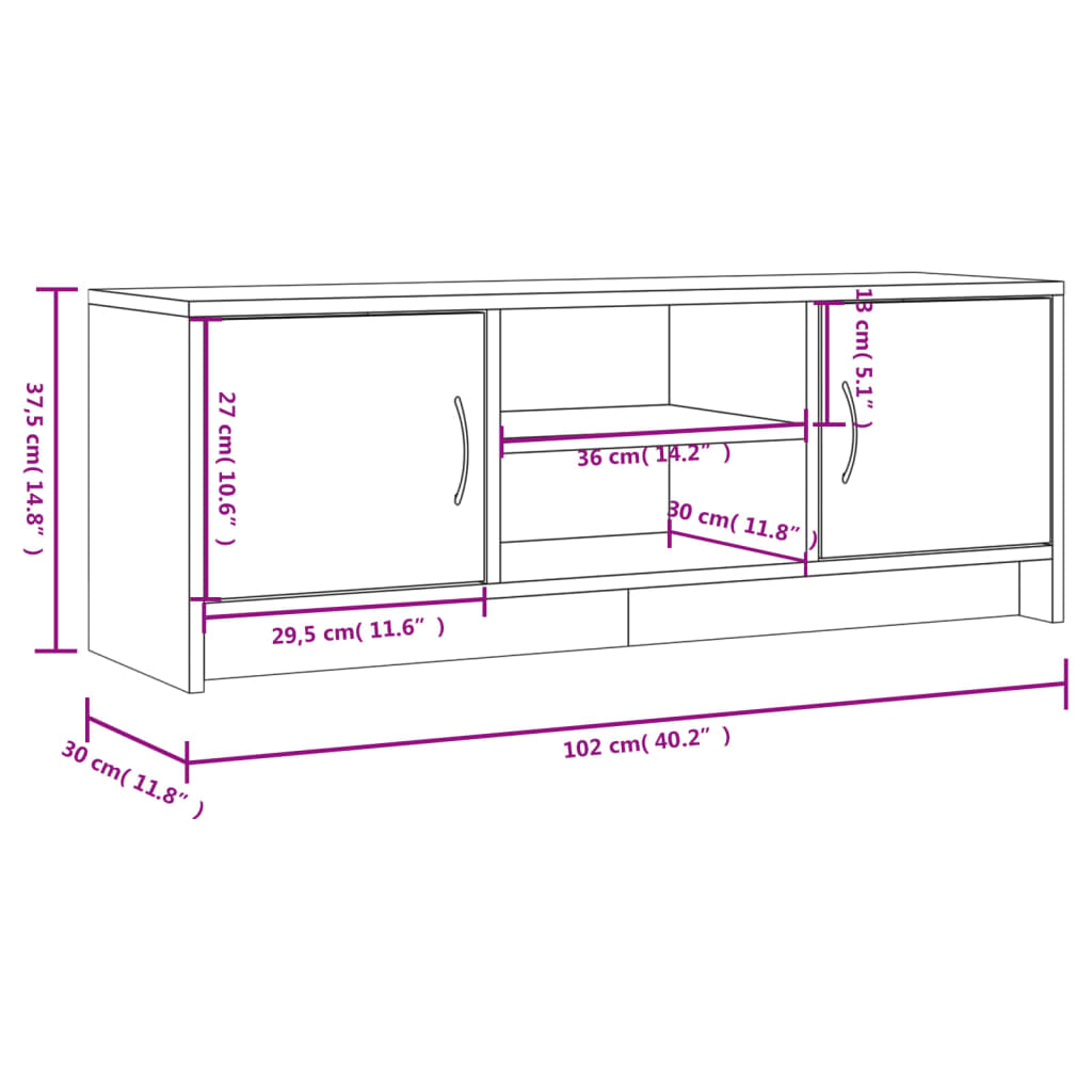 TV-Schrank Sonoma-Eiche 102x30x37,5 cm Holzwerkstoff