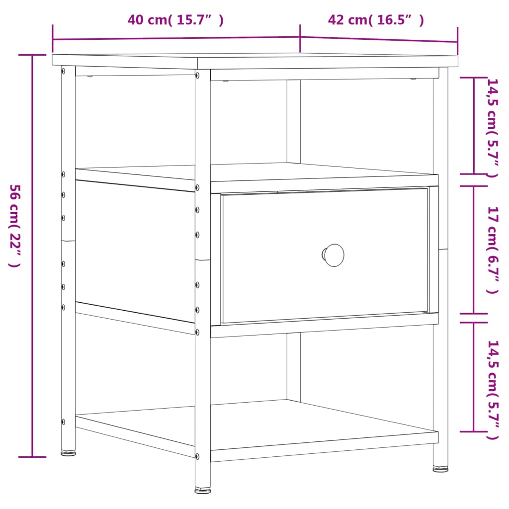 Nachttisch Grau Sonoma-Eiche 40x42x56 cm Holzwerkstoff