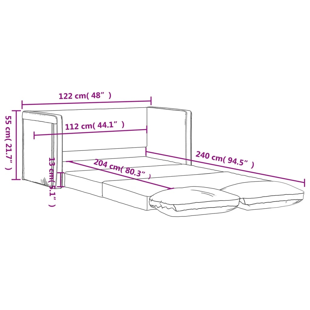 Bodensofa mit Schlaffunktion Hellgrau 122x204x55 cm Samt