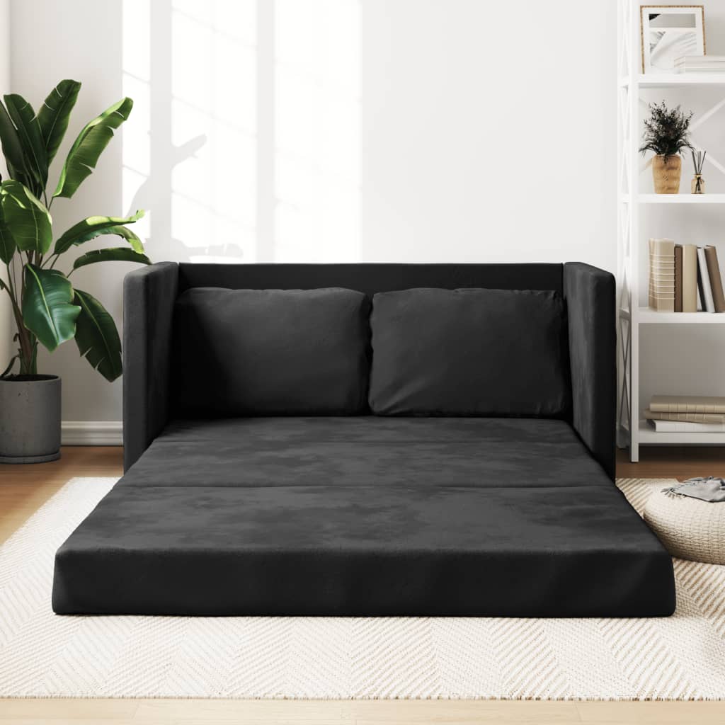 Bodensofa mit Schlaffunktion Schwarz 122x204x55 cm Samt