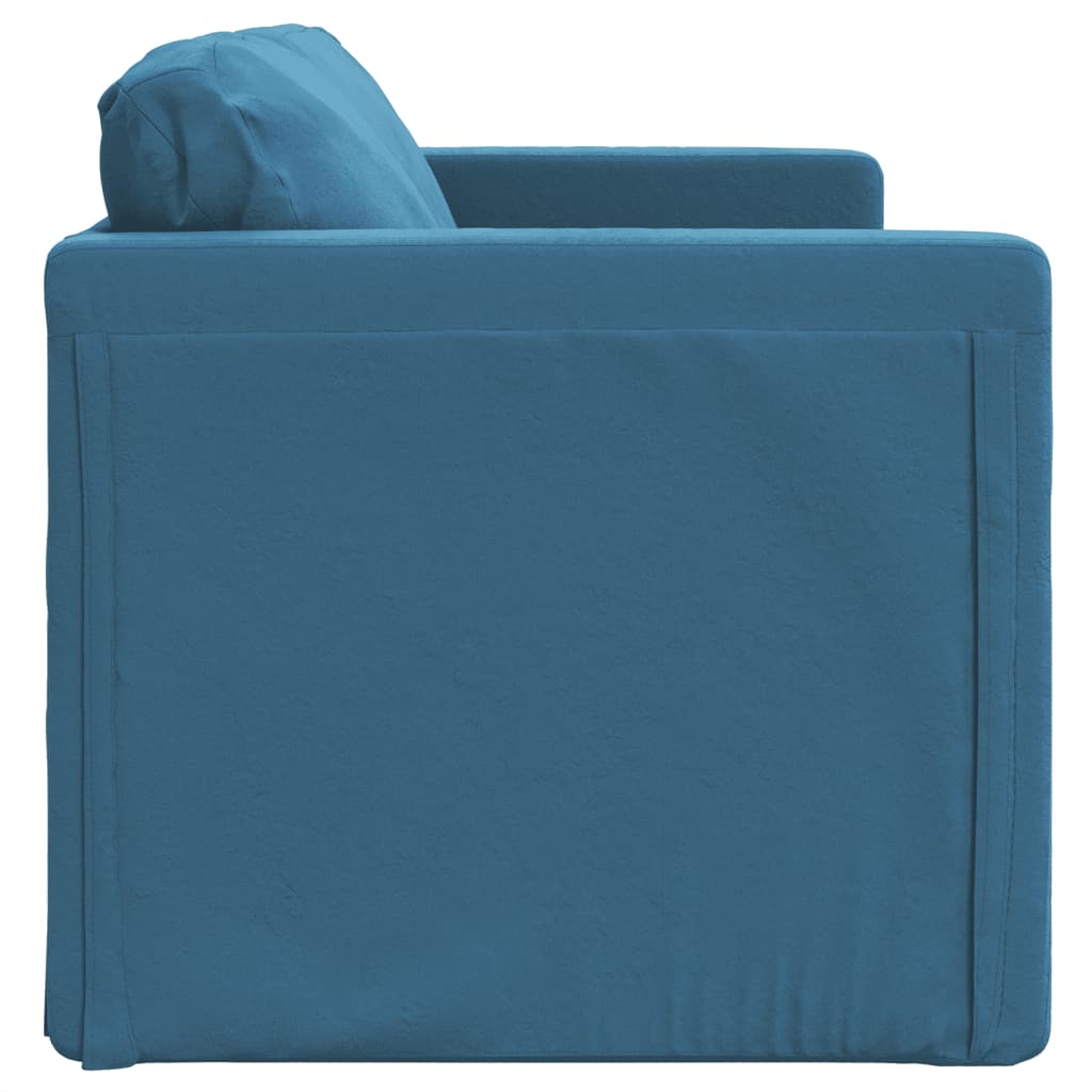 Bodensofa mit Schlaffunktion Blau 122x204x55 cm Samt