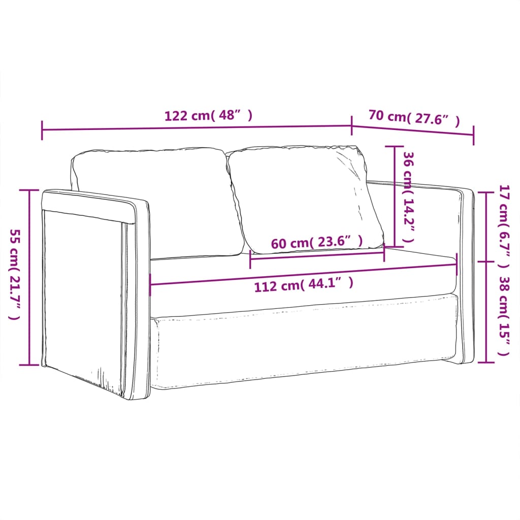 Bodensofa mit Schlaffunktion Blau 122x204x55 cm Samt