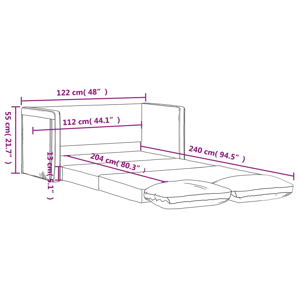 Bodensofa mit Schlaffunktion Blau 122x204x55 cm Samt