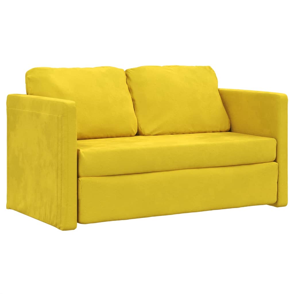 Bodensofa mit Schlaffunktion Dunkelgelb 122x204x55 cm Samt