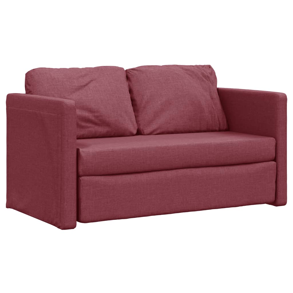 Bodensofa mit Schlaffunktion Weinrot 112x174x55 cm Stoff