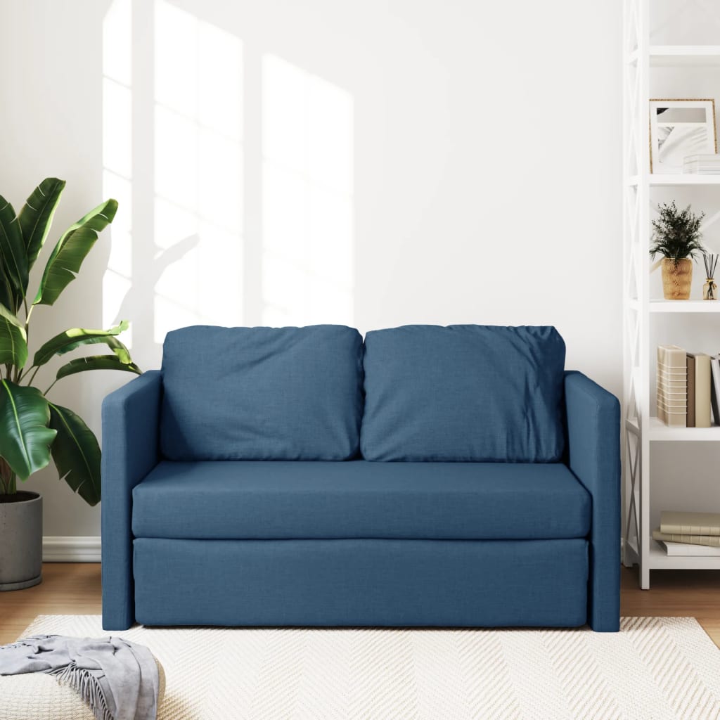 Bodensofa mit Schlaffunktion Blau 112x174x55 cm Stoff