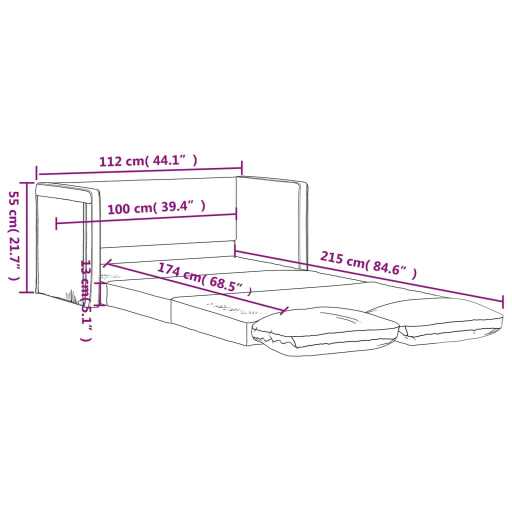 Bodensofa mit Schlaffunktion Grau 112x174x55 cm Kunstleder