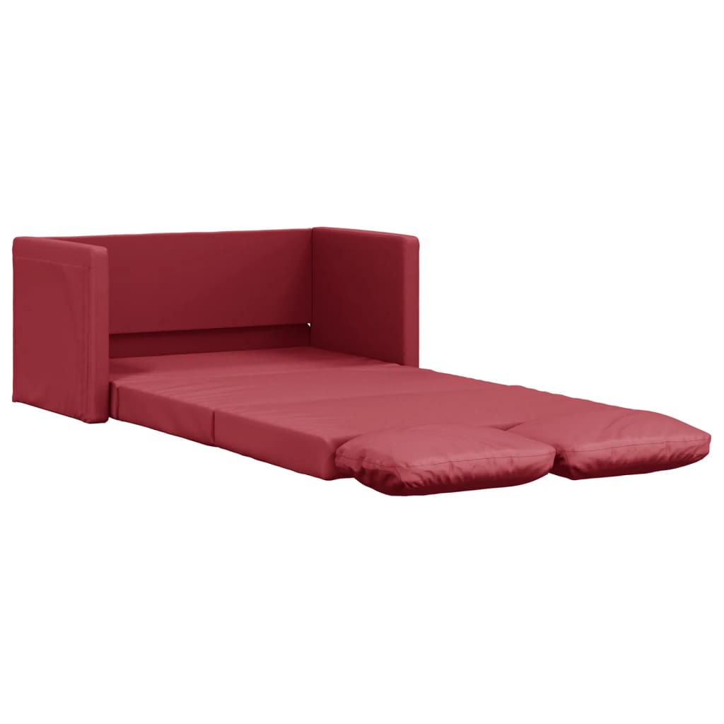 Bodensofa mit Schlaffunktion Weinrot 112x174x55 cm Kunstleder