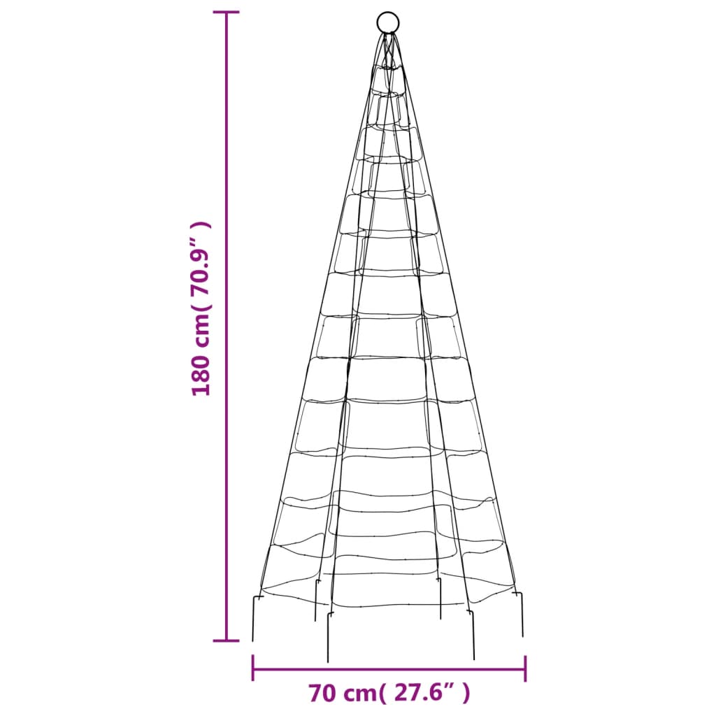 LED-Weihnachtsbaum für Fahnenmast 200 LEDs Mehrfarbig 180 cm