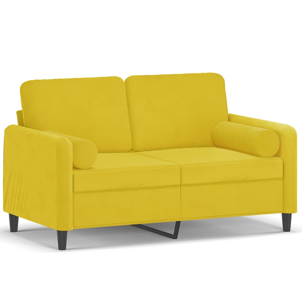 2-Sitzer-Sofa mit Zierkissen Gelb 120 cm Samt