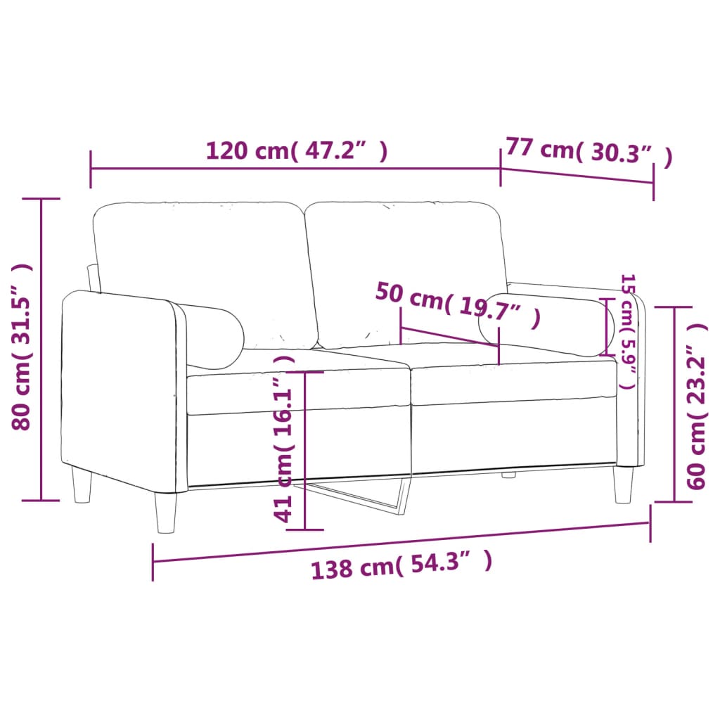 2-Sitzer-Sofa mit Zierkissen Gelb 120 cm Samt