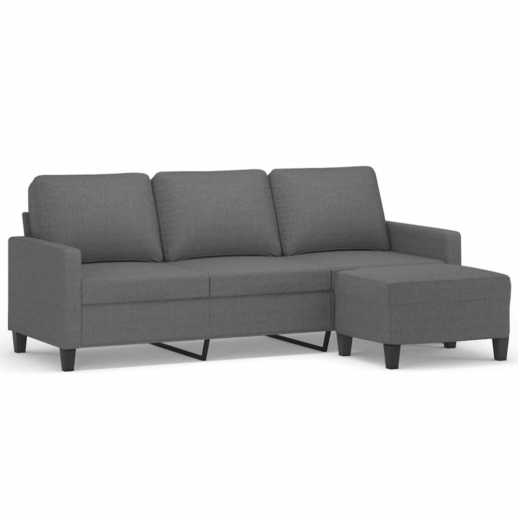 3-Sitzer-Sofa mit Hocker Dunkelgrau 180 cm Stoff