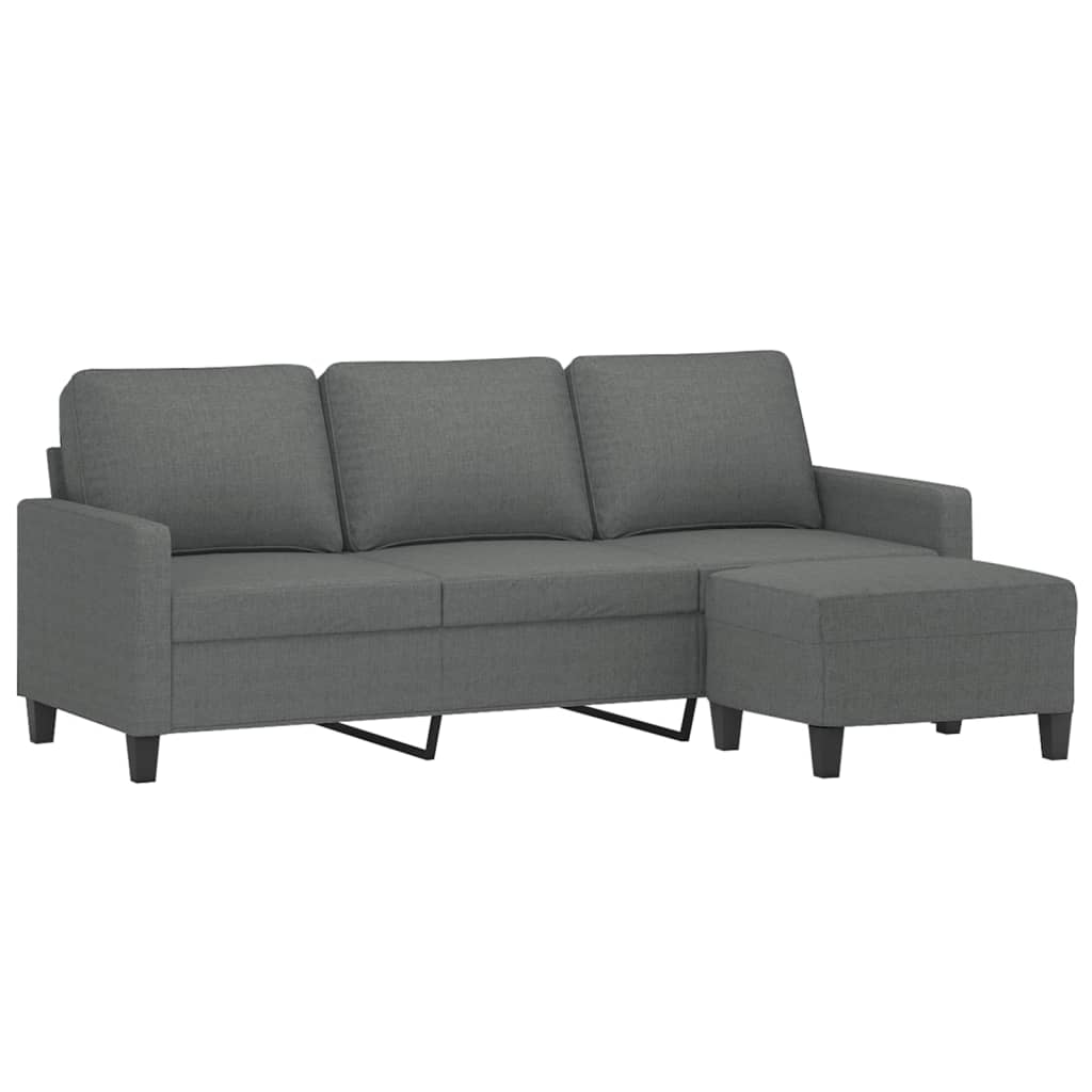 3-Sitzer-Sofa mit Hocker Dunkelgrau 180 cm Stoff