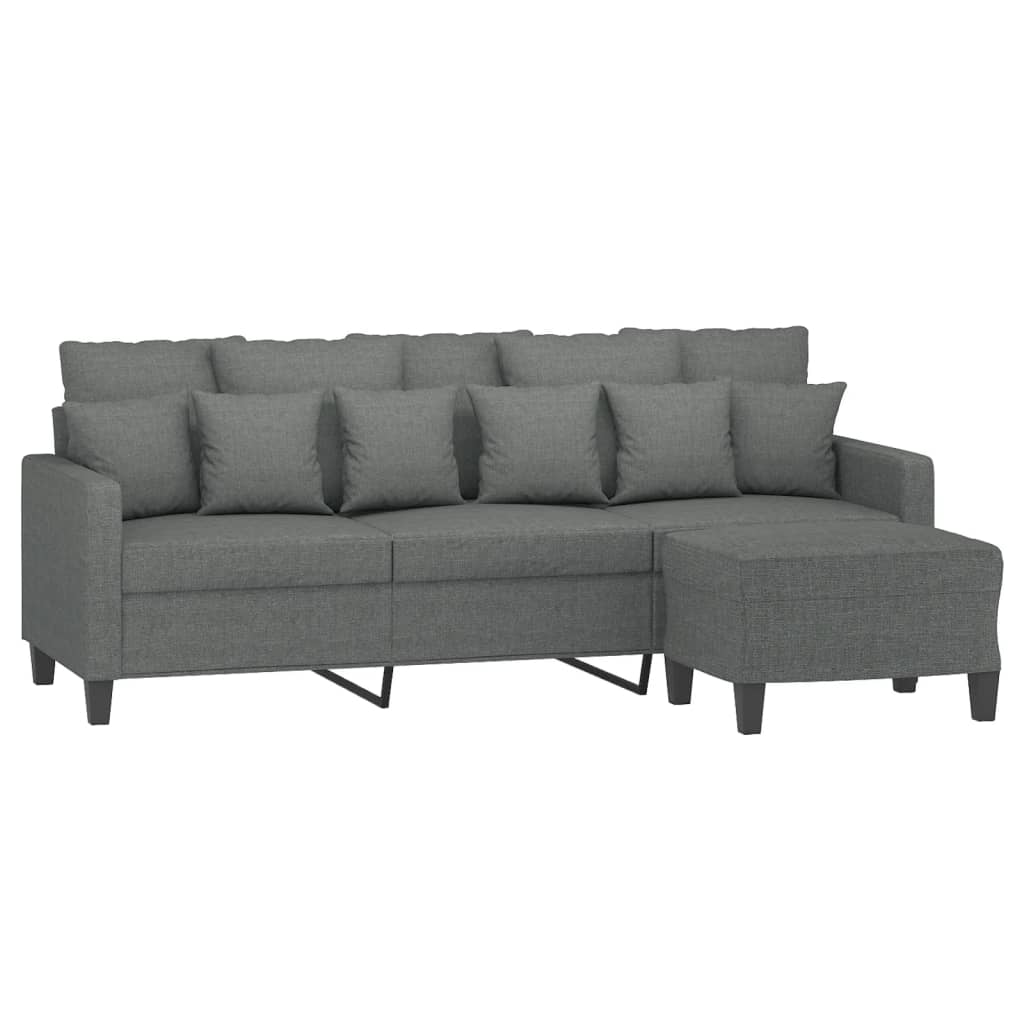 3-Sitzer-Sofa mit Hocker Dunkelgrau 180 cm Stoff